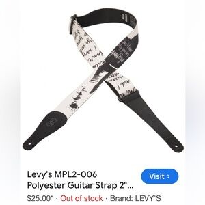 Levy’s Leathers Guitar strap Beatles Hello Goodbye Lyrics EUC.